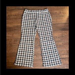 SHEIN Curve 1970’s Beige and Brown Plaid Flare Pants